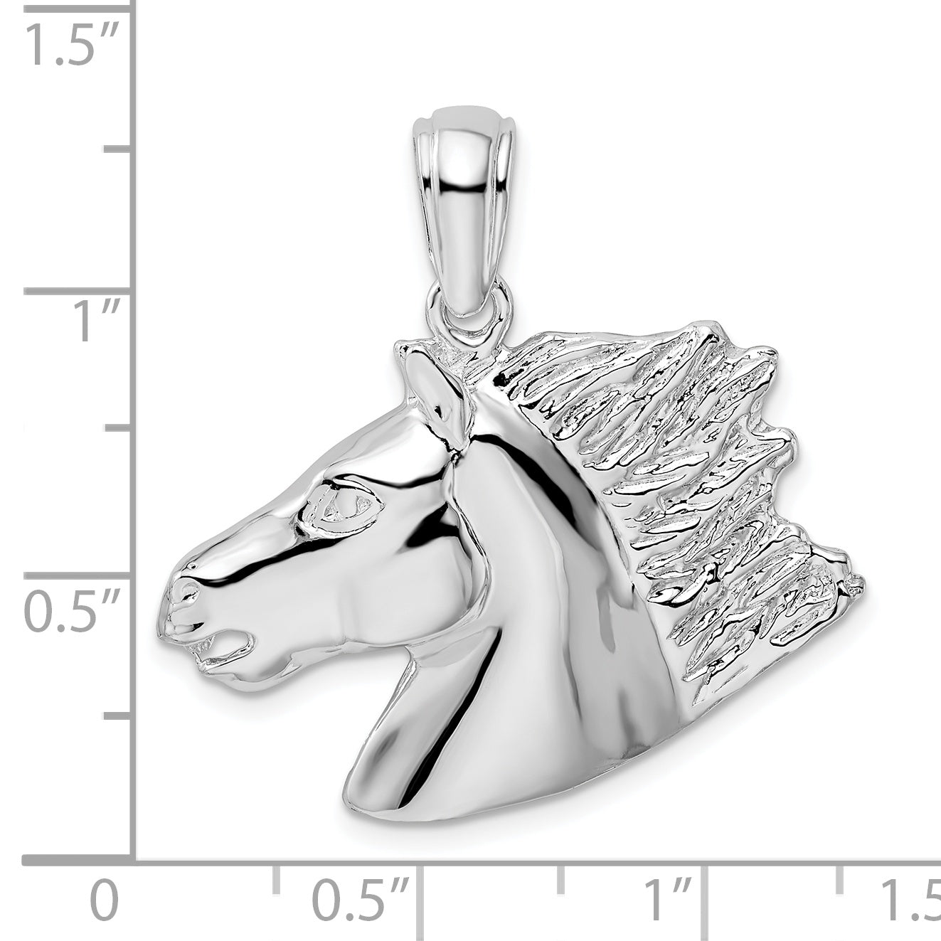 De-Ani Sterling Silver Rhodium-Plated Polished Horse Head Pendant