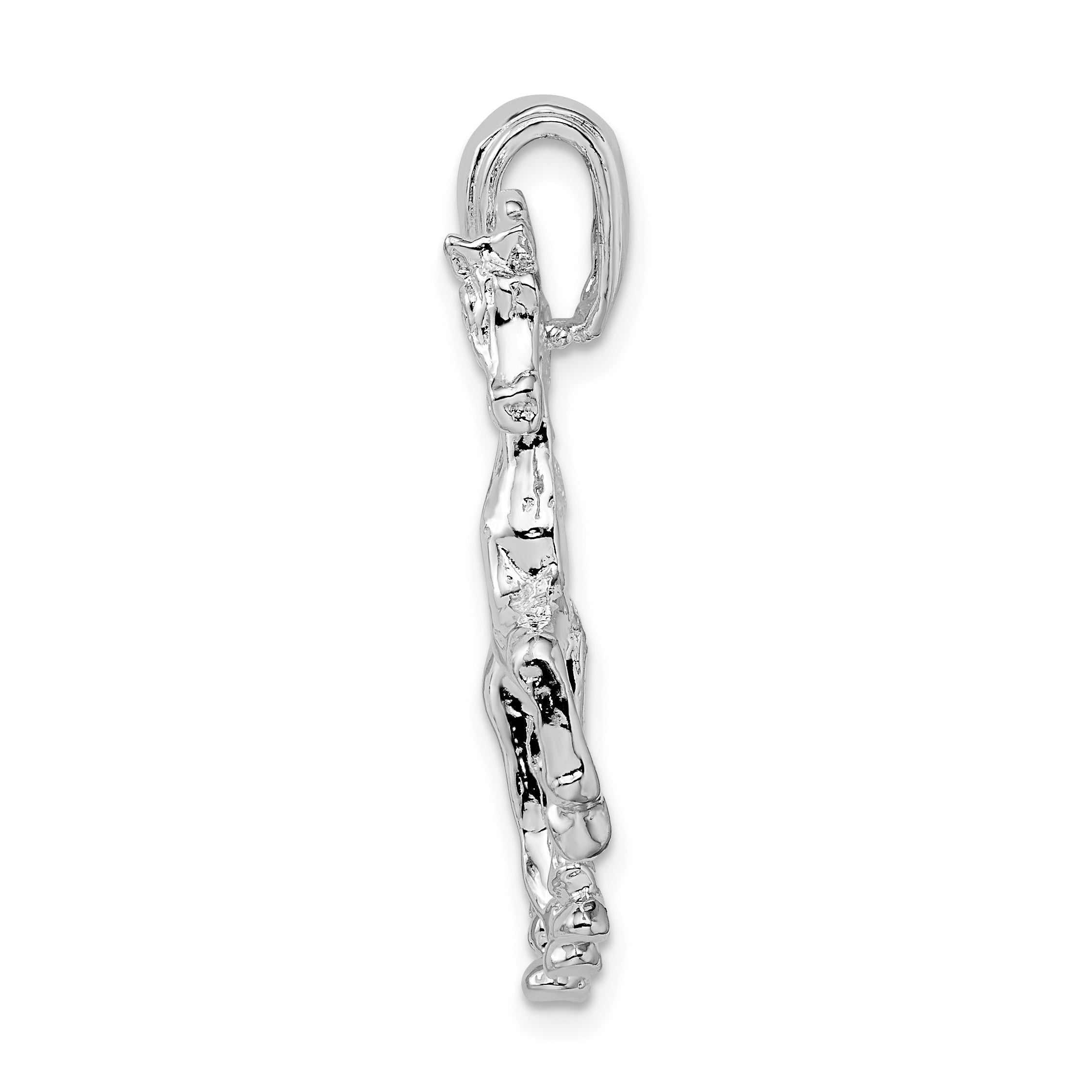 De-Ani Sterling Silver Rhodium-Plated Polished Walking Horse Pendant