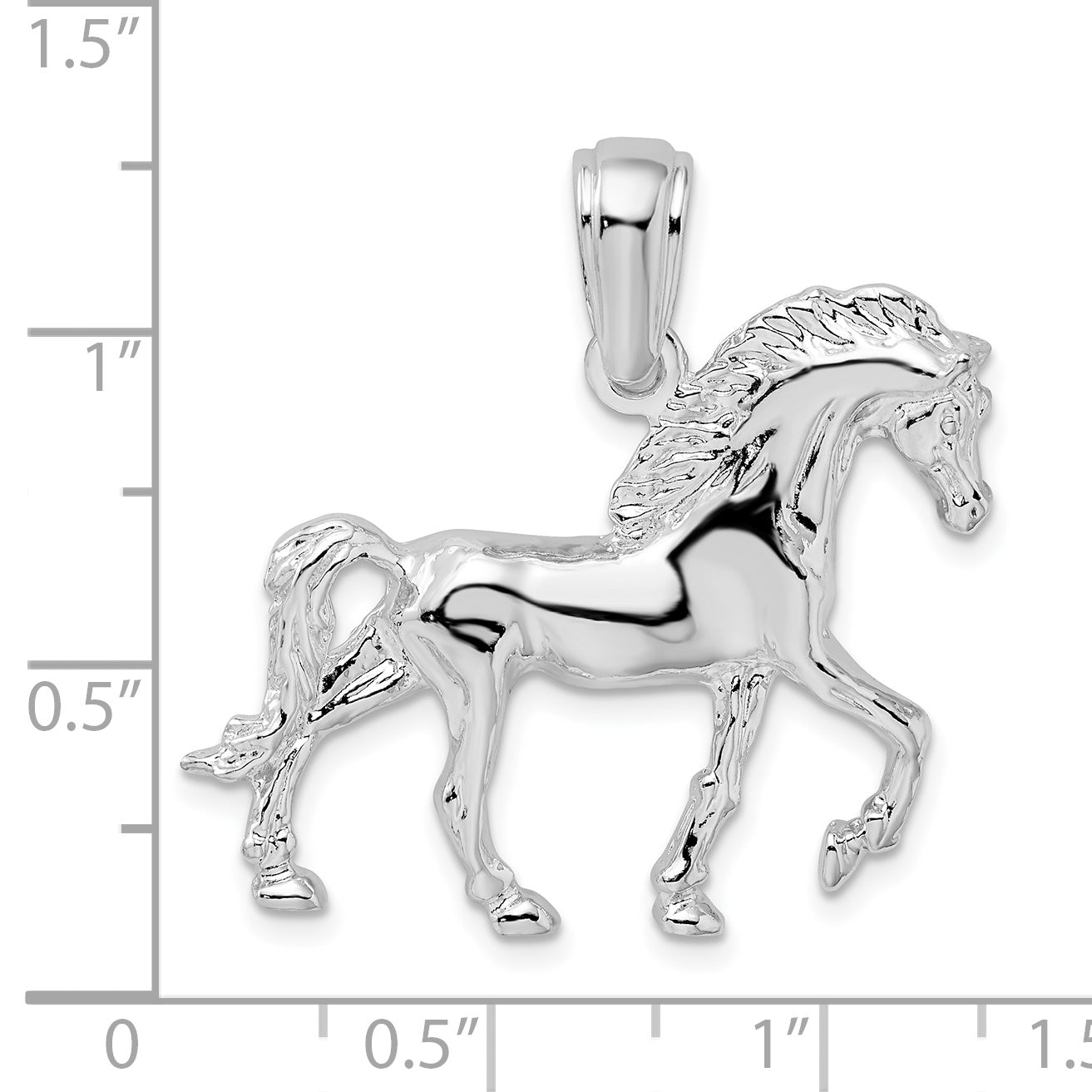 De-Ani Sterling Silver Rhodium-Plated Polished Walking Horse Pendant