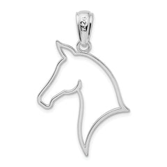 De-Ani Sterling Silver Rhodium-Plated Polished Cut-Out Horse Head Pendant