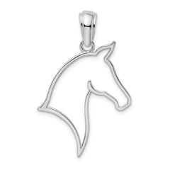 De-Ani Sterling Silver Rhodium-Plated Polished Cut-Out Horse Head Pendant