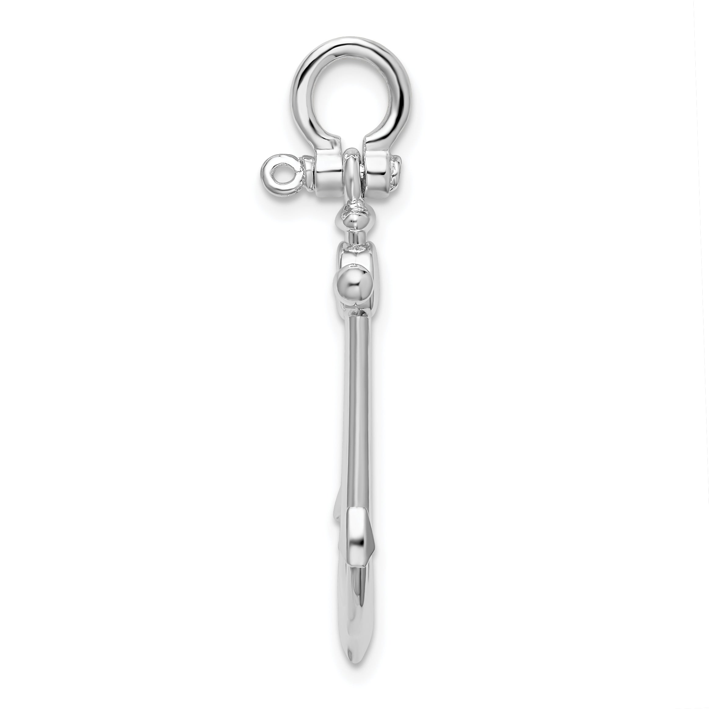 De-Ani Sterling Silver Rhodium-Plated Polished 3D Small Anchor Pendant