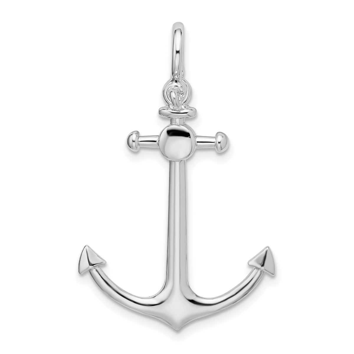 De-Ani Sterling Silver Rhodium-Plated Polished 3D Small Anchor Pendant