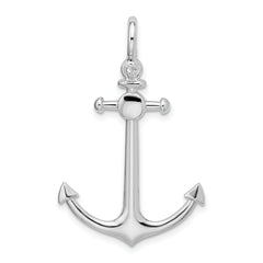 De-Ani Sterling Silver Rhodium-Plated Polished 3D Small Anchor Pendant