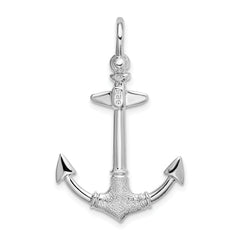 De-Ani Sterling Silver Rhodium-Plated Polished and Textured 3D Anchor Pendant