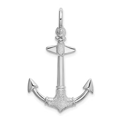 De-Ani Sterling Silver Rhodium-Plated Polished and Textured 3D Anchor Pendant