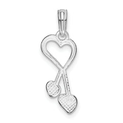 De-Ani Sterling Silver Rhodium-Plated Polished Cut-Out Heart with Tassel Pendant