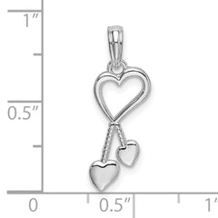 De-Ani Sterling Silver Rhodium-Plated Polished Cut-Out Heart with Tassel Pendant