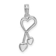 De-Ani Sterling Silver Rhodium-Plated Polished Cut-Out Heart with Tassel Pendant