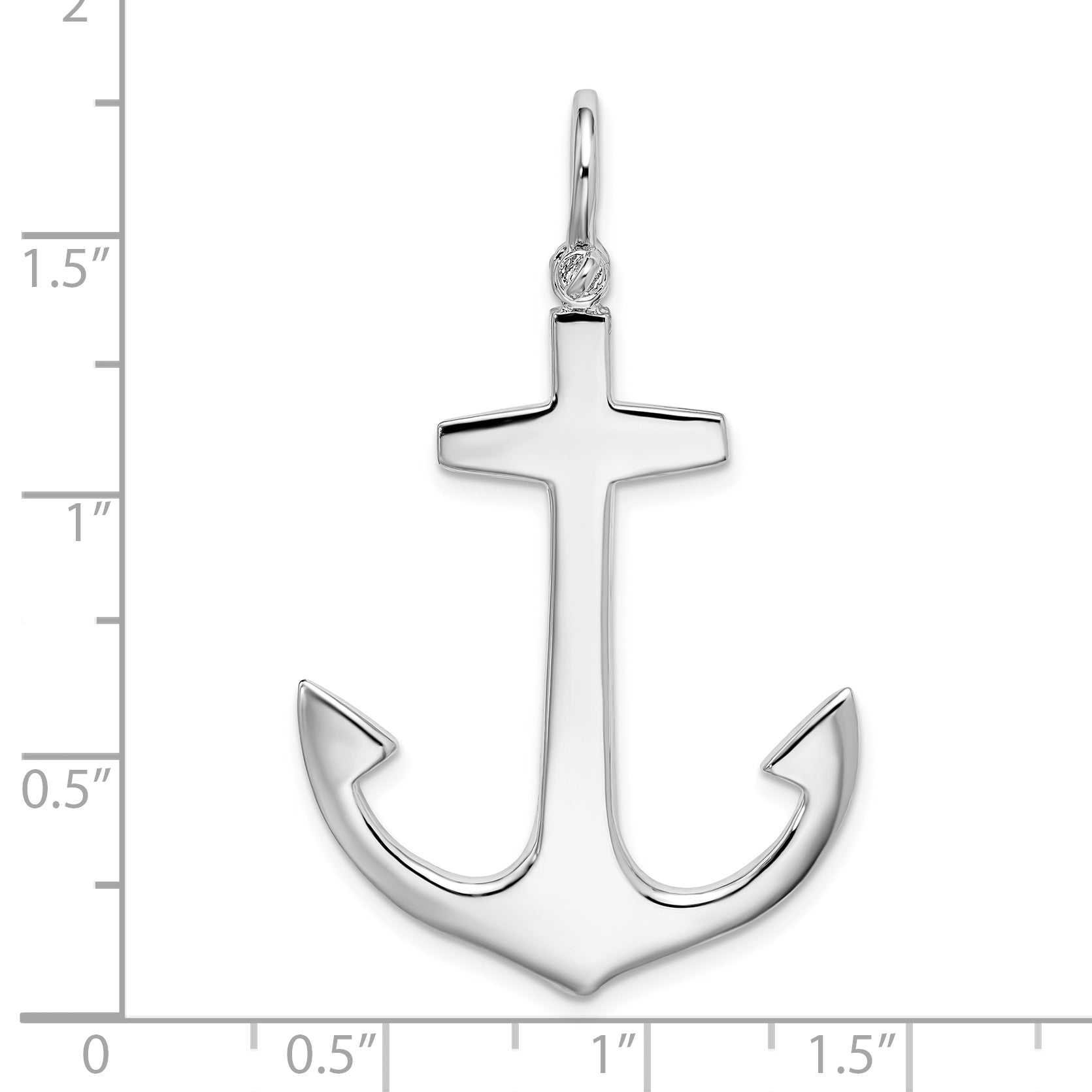 De-Ani Sterling Silver Rhodium-Plated Polished 3D Large Anchor Pendant