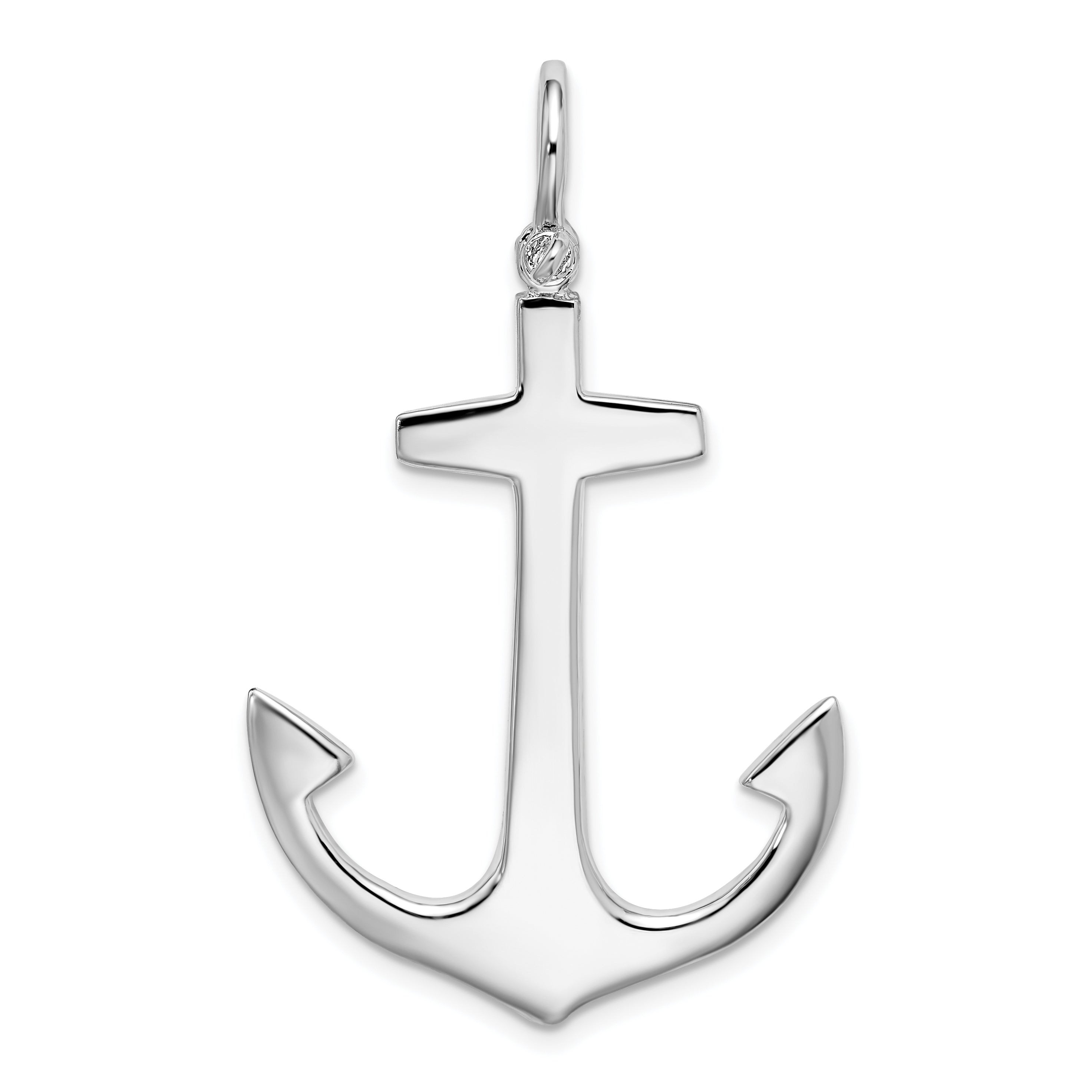 De-Ani Sterling Silver Rhodium-Plated Polished 3D Large Anchor Pendant