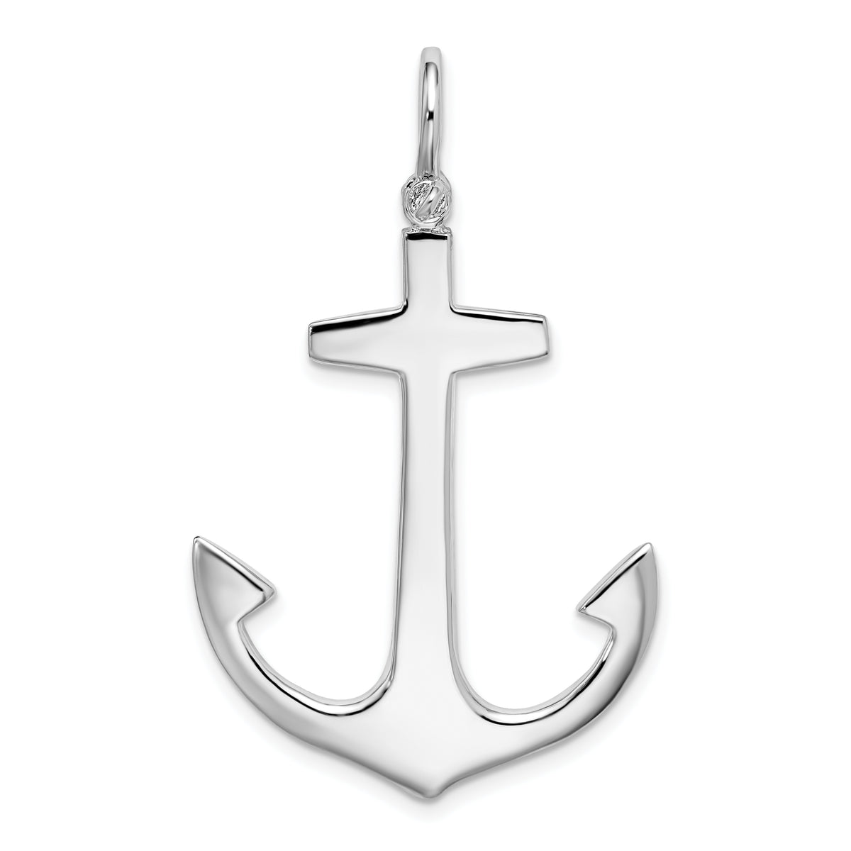 De-Ani Sterling Silver Rhodium-Plated Polished 3D Large Anchor Pendant