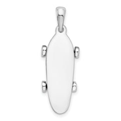 De-Ani Sterling Silver Rhodium-Plated Polished Moveable 3D Skateboard Pendant