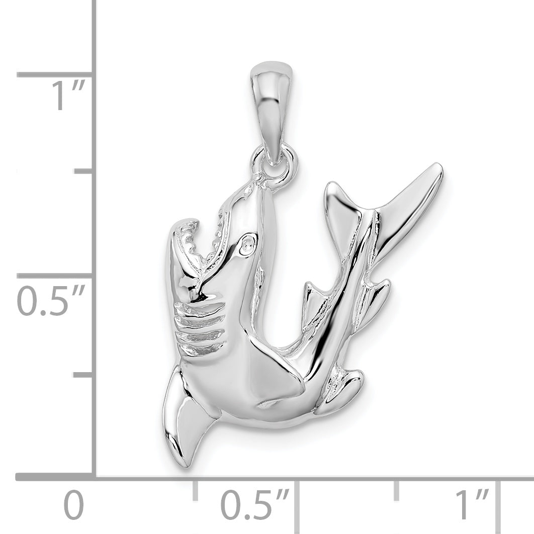 De-Ani Sterling Silver Rhodium-Plated Polished Jumping Shark Pendant