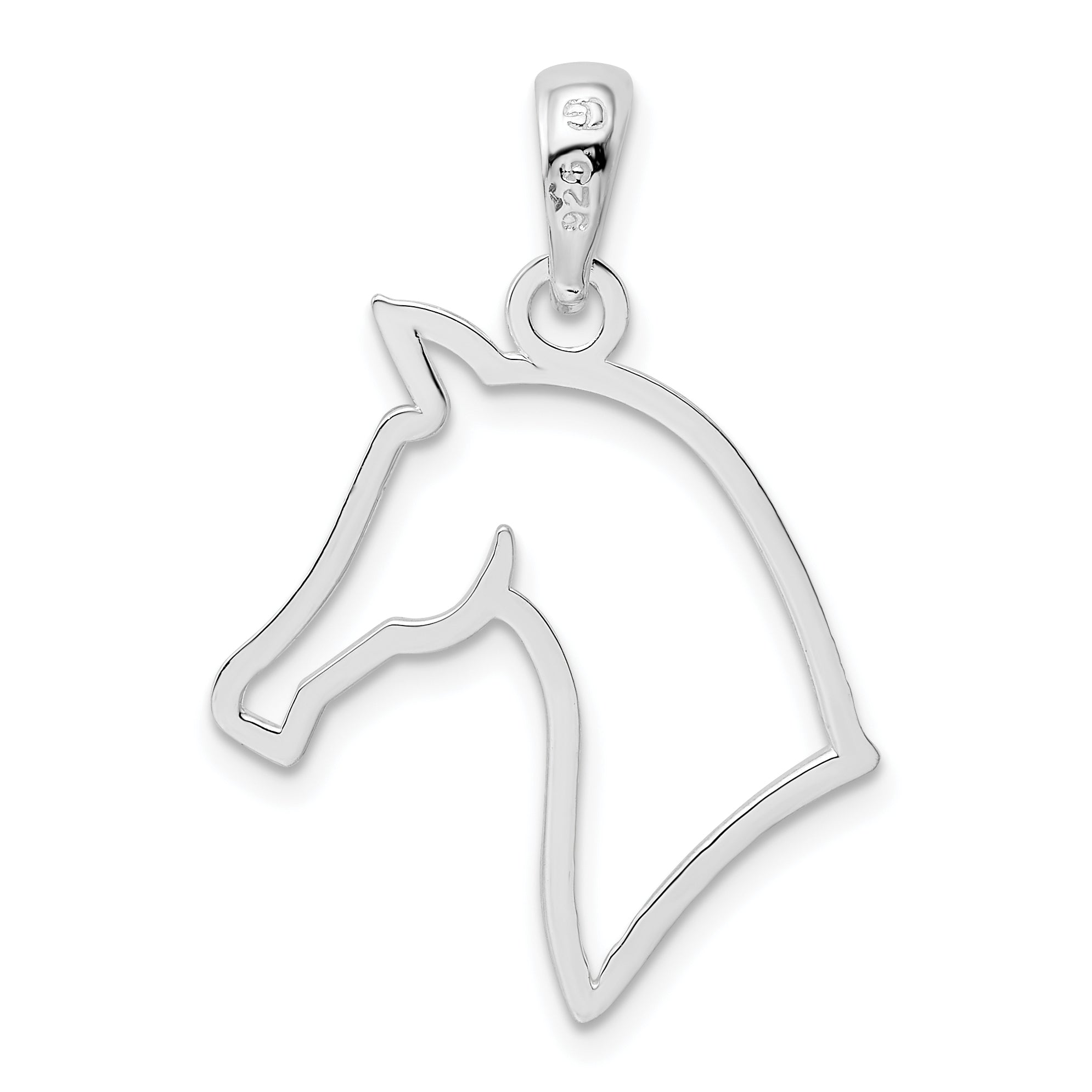 De-Ani Sterling Silver Rhodium-Plated Polished Cut-Out Horse Head Pendant