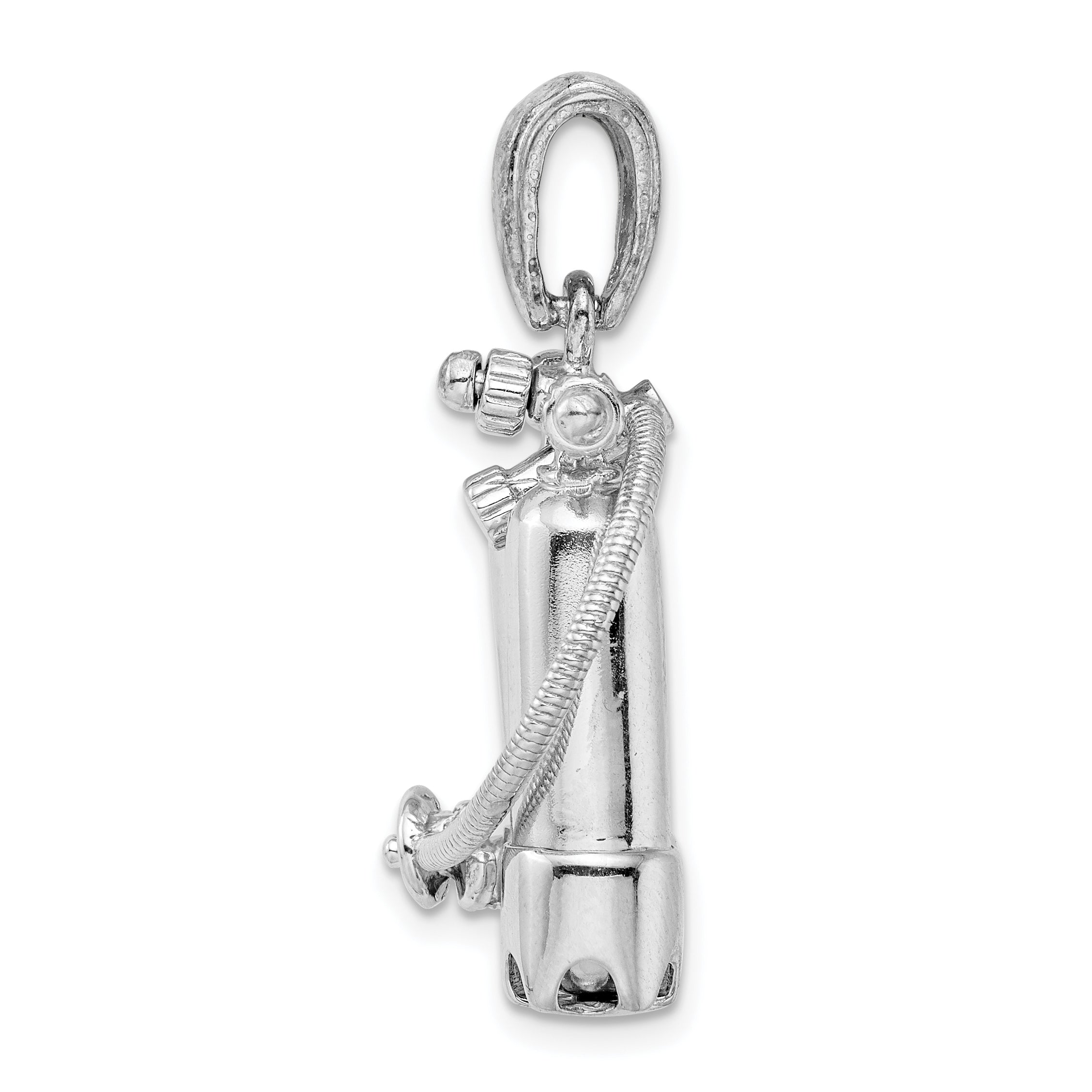 De-Ani Sterling Silver Rhodium-Plated Polished 3D Scuba Tanks with Hose Pendant