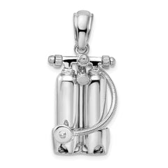 De-Ani Sterling Silver Rhodium-Plated Polished 3D Scuba Tanks with Hose Pendant