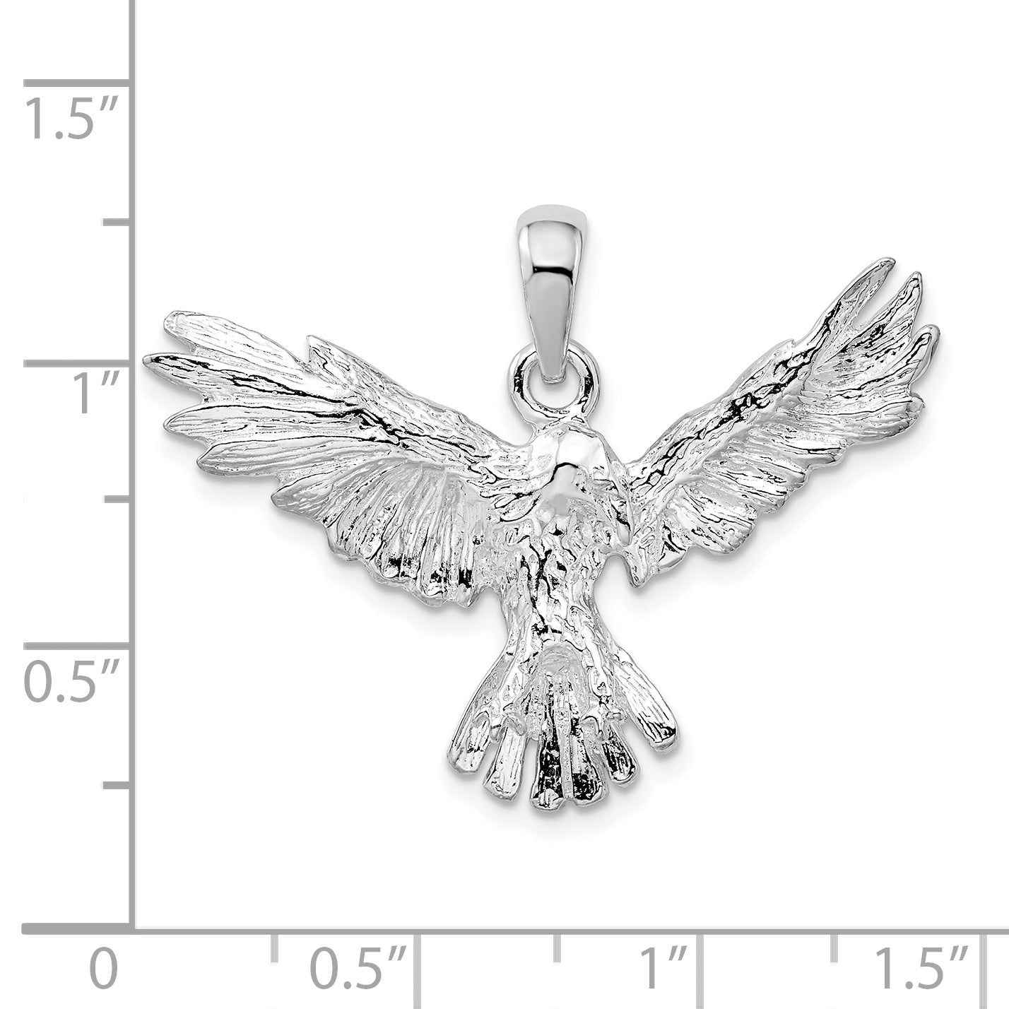 De-Ani Sterling Silver Rhodium-Plated Polished Flying Eagle Pendant