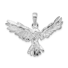 De-Ani Sterling Silver Rhodium-Plated Polished Flying Eagle Pendant