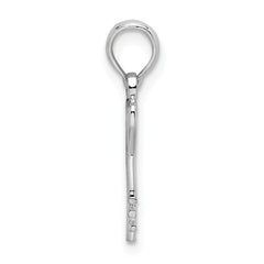 De-Ani Sterling Silver Rhodium-Plated Polished Key with Heart Top Pendant