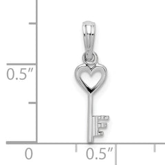 De-Ani Sterling Silver Rhodium-Plated Polished Key with Heart Top Pendant