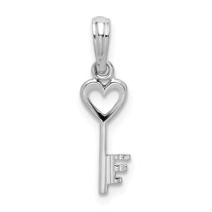 De-Ani Sterling Silver Rhodium-Plated Polished Key with Heart Top Pendant