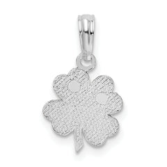 De-Ani Sterling Silver Rhodium-Plated Polished and Textured Shamrock Pendant