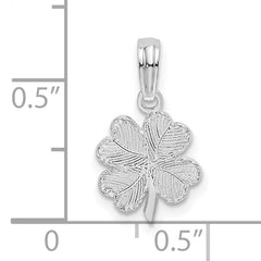 De-Ani Sterling Silver Rhodium-Plated Polished and Textured Shamrock Pendant