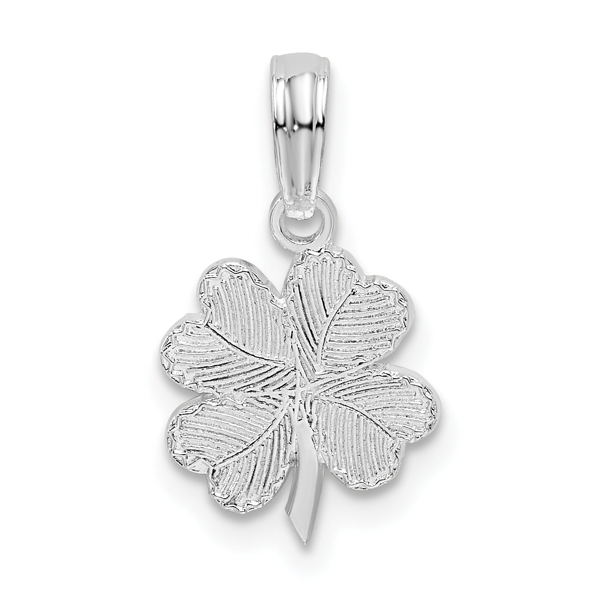 De-Ani Sterling Silver Rhodium-Plated Polished and Textured Shamrock Pendant