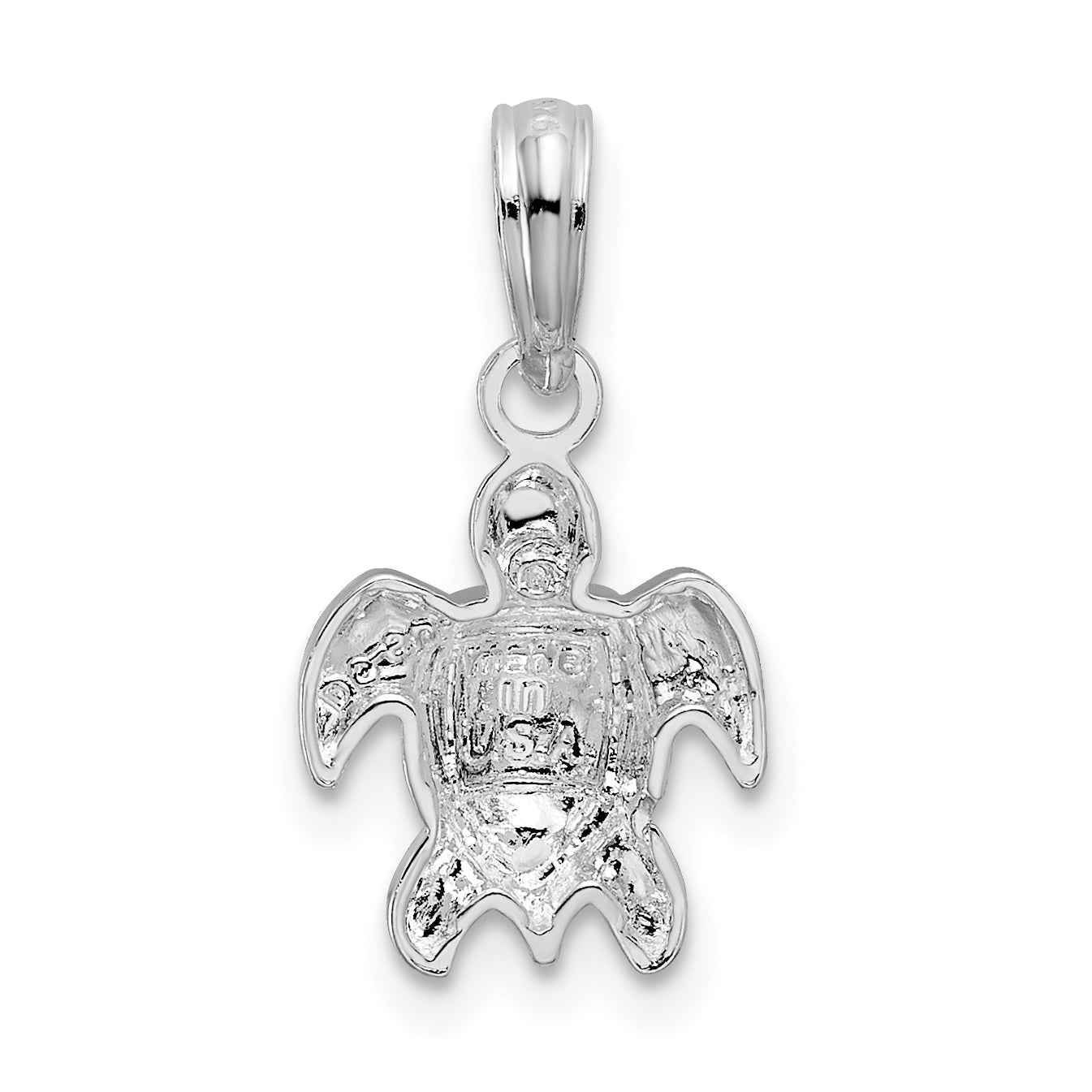 De-Ani Sterling Silver Rhodium-Plated Polished Mini Sea Turtle Pendant