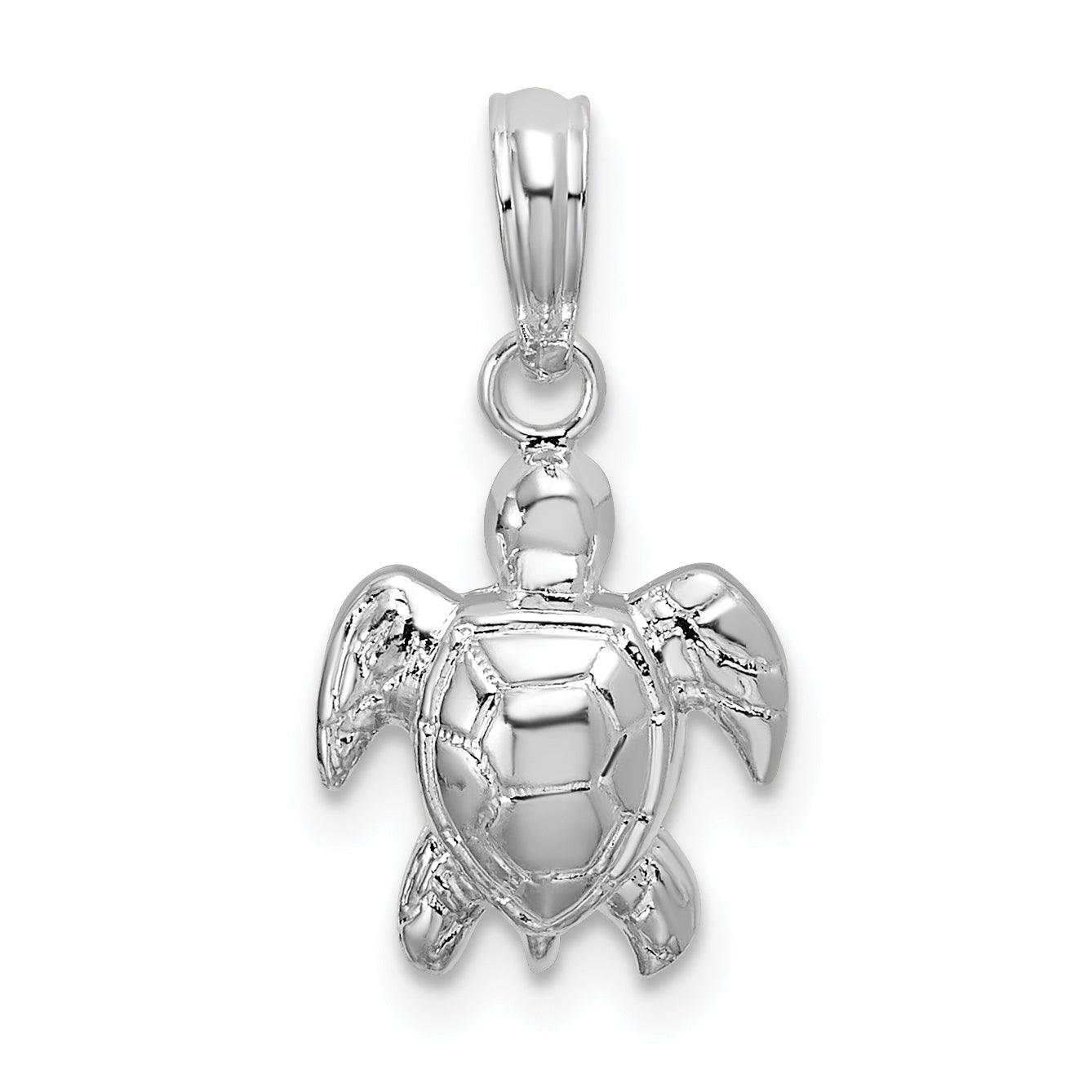 De-Ani Sterling Silver Rhodium-Plated Polished Mini Sea Turtle Pendant