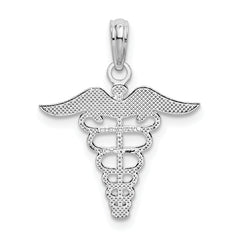 De-Ani Sterling Silver Polished Cut-Out Caduceus Pendant