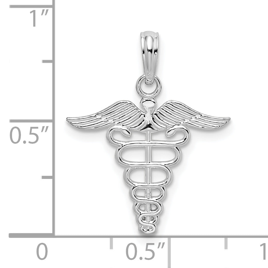 De-Ani Sterling Silver Polished Cut-Out Caduceus Pendant