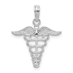 De-Ani Sterling Silver Polished Cut-Out Caduceus Pendant