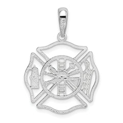 De-Ani Sterling Silver Polished Cut-Out Fireman Shield Pendant