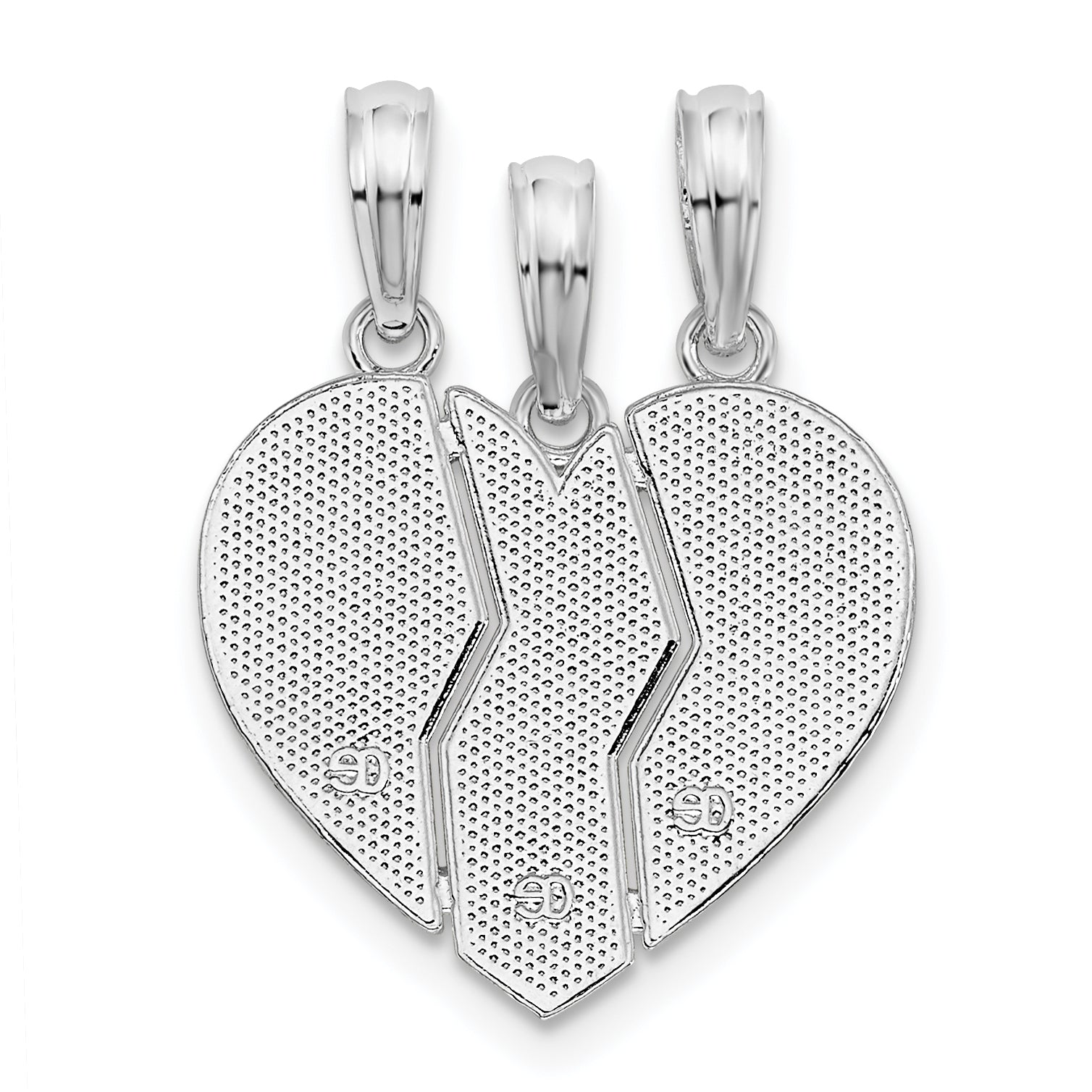 De-Ani Sterling Silver Textured Big Sis / Mom / Lil Sis Break Apart Pendant