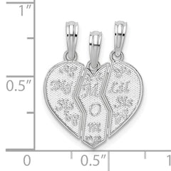 De-Ani Sterling Silver Textured Big Sis / Mom / Lil Sis Break Apart Pendant