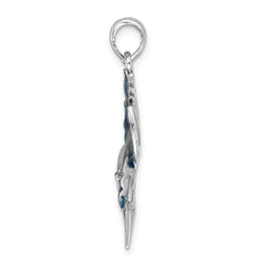 De-Ani Sterling Silver Rhodium-Plated Polished Enameled Sailfish Pendant