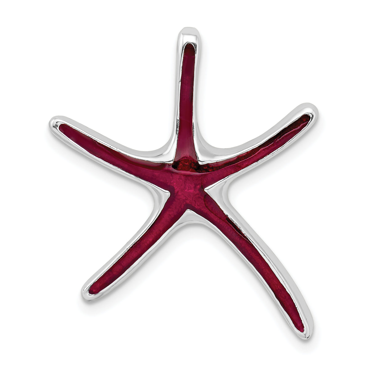 De-Ani Sterling Silver Rhodium-Plated Polished Enameled Dancing Starfish Slide