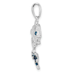 De-Ani Sterling Silver Rhodium-Plated Enameled Jumping Bass Fish Pendant