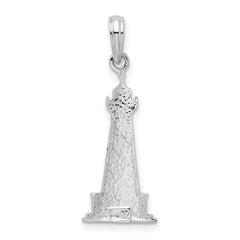 De-Ani Sterling Silver Rhodium-Plated Enameled Cape Hatteras Lighthouse Pendant