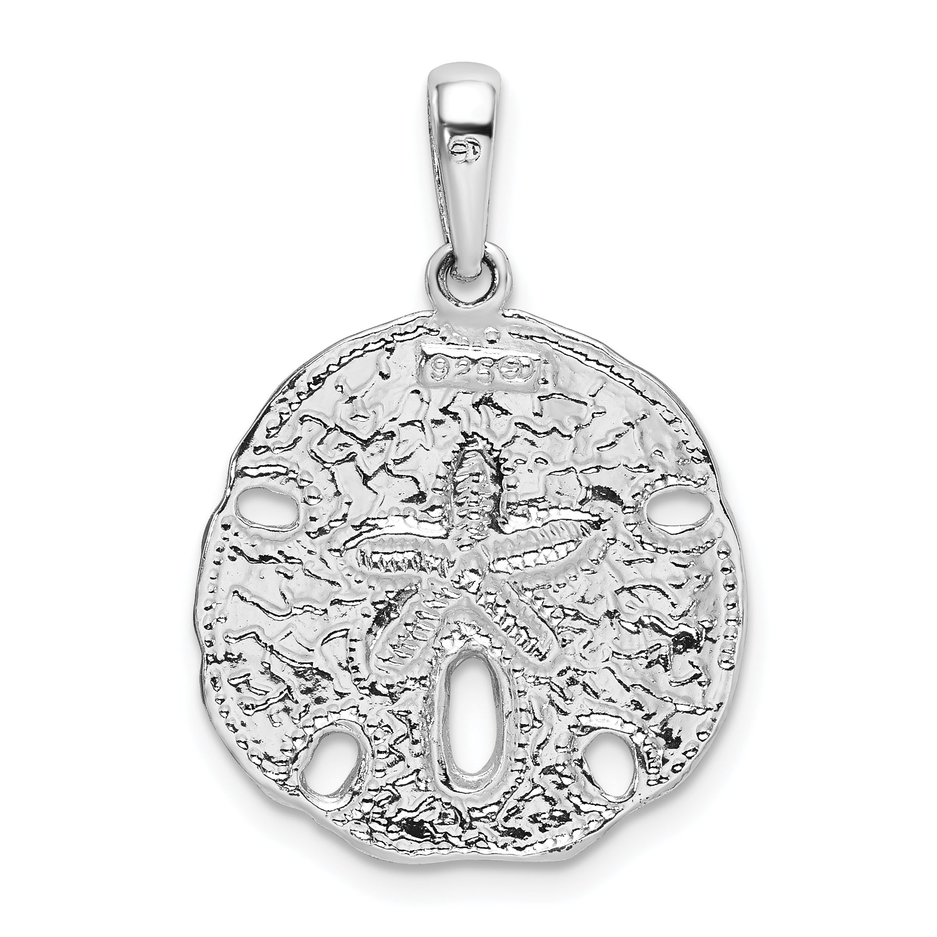 De-Ani Sterling Silver Rhodium-Plated Polished Enameled Sand Dollar Pendant