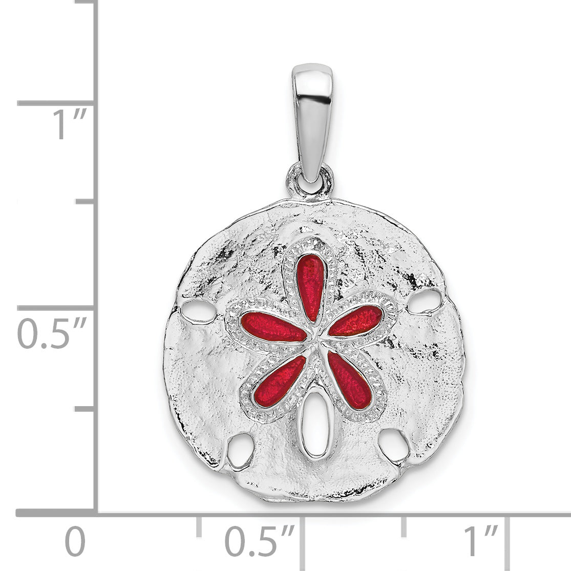 De-Ani Sterling Silver Rhodium-Plated Polished Enameled Sand Dollar Pendant