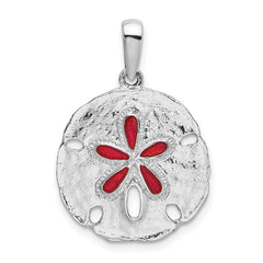 De-Ani Sterling Silver Rhodium-Plated Polished Enameled Sand Dollar Pendant