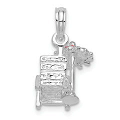 De-Ani Sterling Silver Rhodium-Plated 3D Enameled Beach Chair Pendant