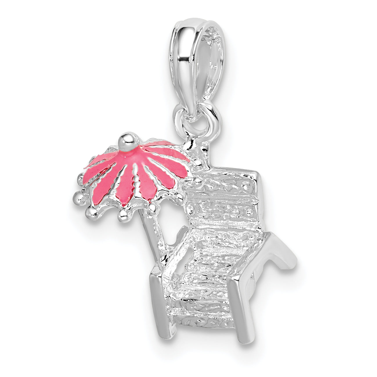 De-Ani Sterling Silver Rhodium-Plated 3D Enameled Beach Chair Pendant