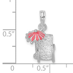 De-Ani Sterling Silver Rhodium-Plated 3D Enameled Beach Chair Pendant