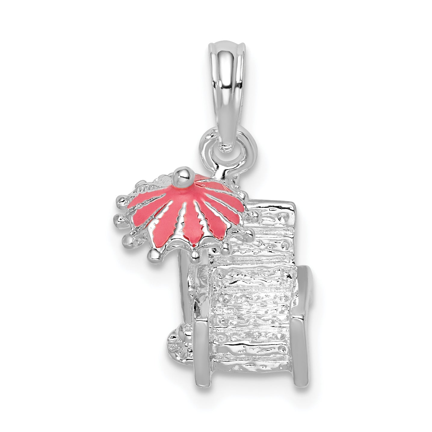 De-Ani Sterling Silver Rhodium-Plated 3D Enameled Beach Chair Pendant