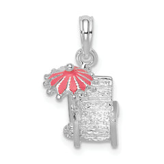 De-Ani Sterling Silver Rhodium-Plated 3D Enameled Beach Chair Pendant