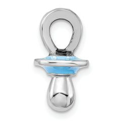 De-Ani Sterling Silver Rhodium-Plated 3D Blue Enameled Pacifier Pendant